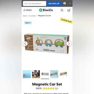 KiwiCo Wooden Magnetic Car Set - Green and Blue